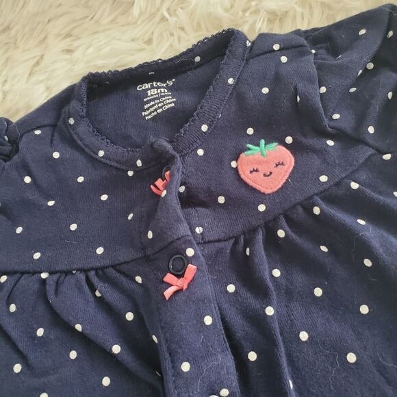 Carter's Baby Girl's Size 18M Navy Blue and White Polka Dot Romper - Picture 2 of 8